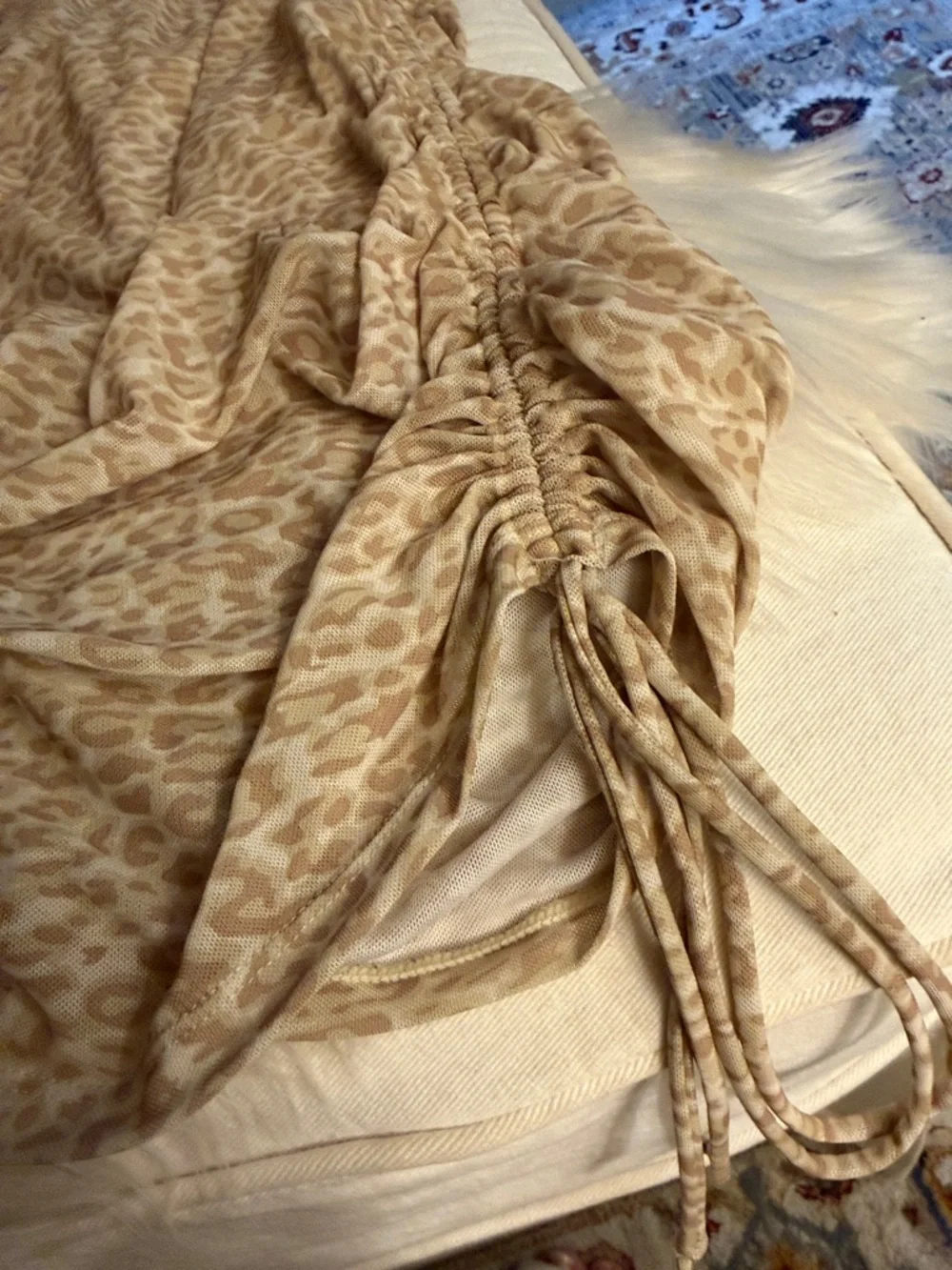 Kendall & Kylie Beige Leopard Print Triangle Bikini and cover up dress